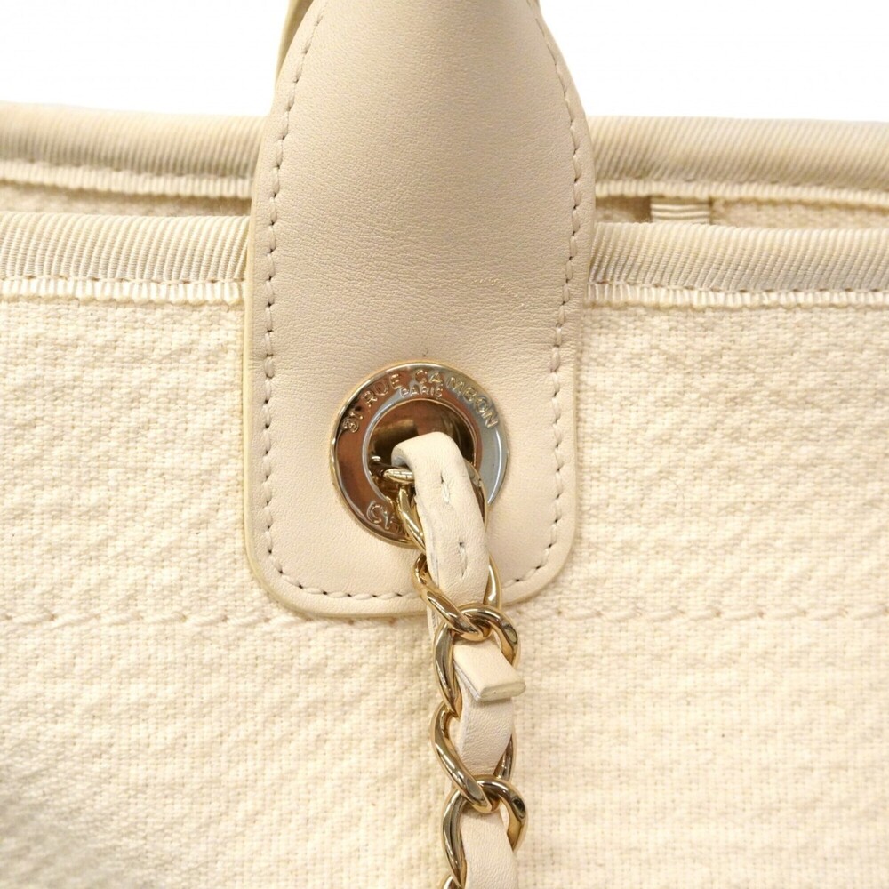 Chanel Deauville Canvas Handbag, White/Champagne, 2-way bag for women, P2877717 - Picture 11 of 14